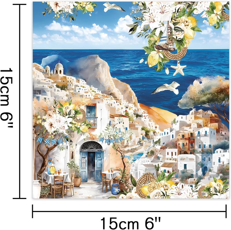 Qianshan 24 Sheets 12 Designs Scrapbook Paper Pad,6"×6” Single-Sided Decopodge Craft Cardstock Paper,Christmas Scrapbooking DIY Decorative Background Cardmaking Supplies.Seaside Cabin - Image 2